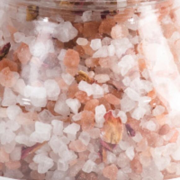 Pink Himalayan Bath Salts Spa Soak Hygge Relaxation Rose Buds & Essential Oils - Picture 3 of 5